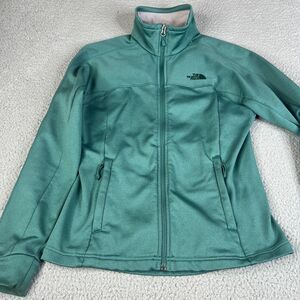 The North Face Jacket Womens S Green Fleece Canyon Flats Full Zip Stretch Logo